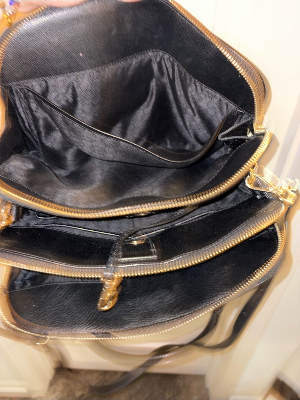 Michael Kors Black Leather Satchel with Gold Hardware - Picture 11 of 14